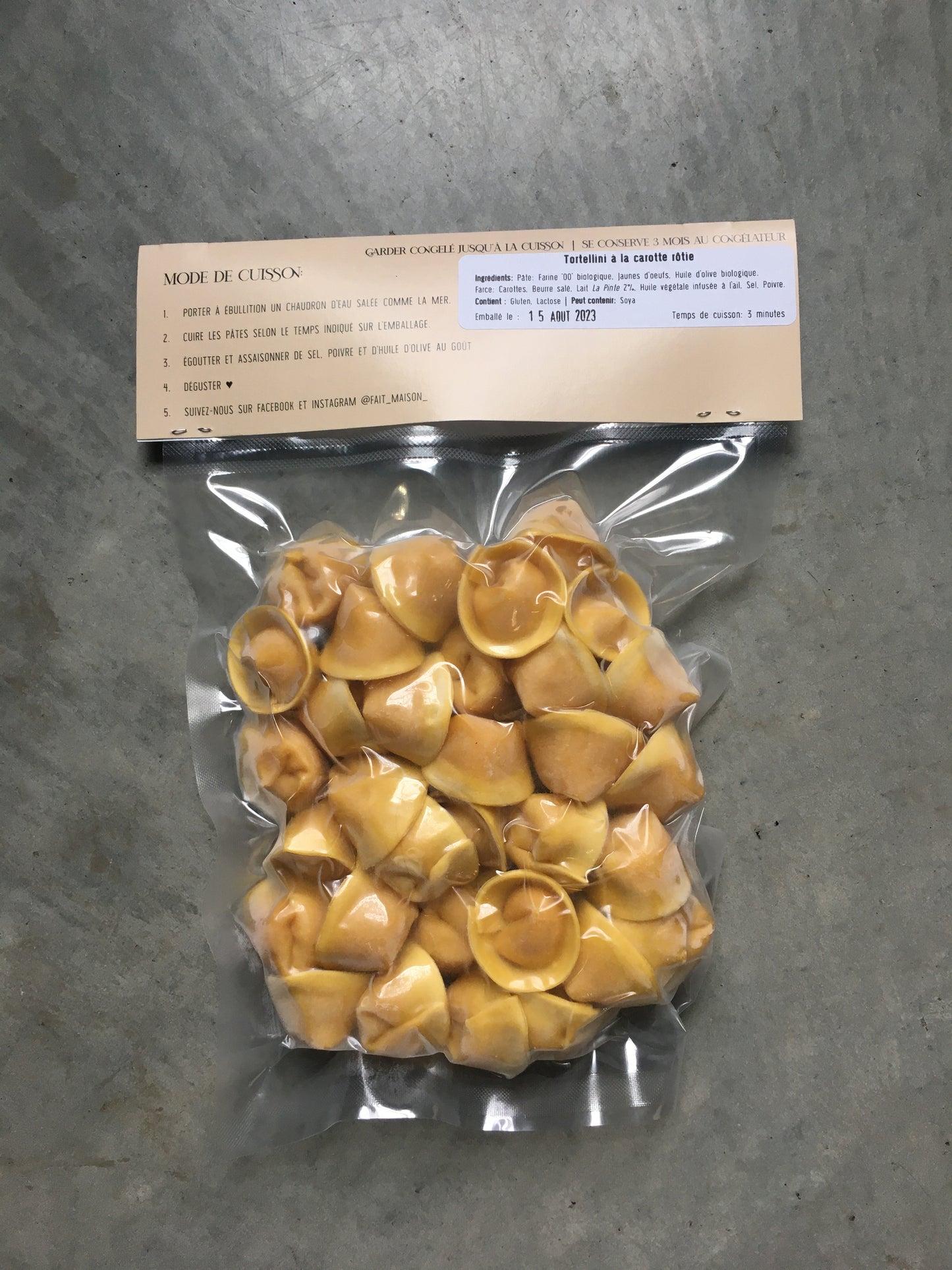 Tortellini à la carotte rôtie