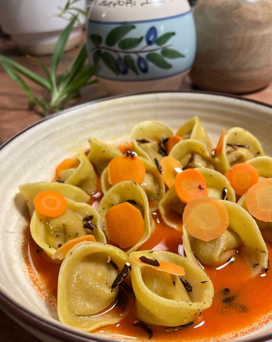 Tortellini à la carotte rôtie