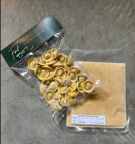 Repas tortellini carotte rôtie